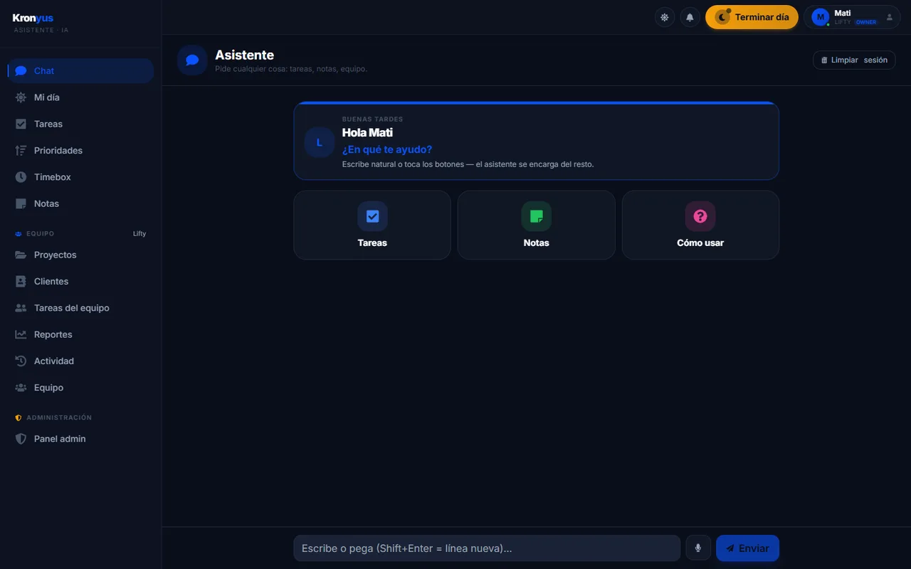 Kronyus — asistente de IA (plan Pro)